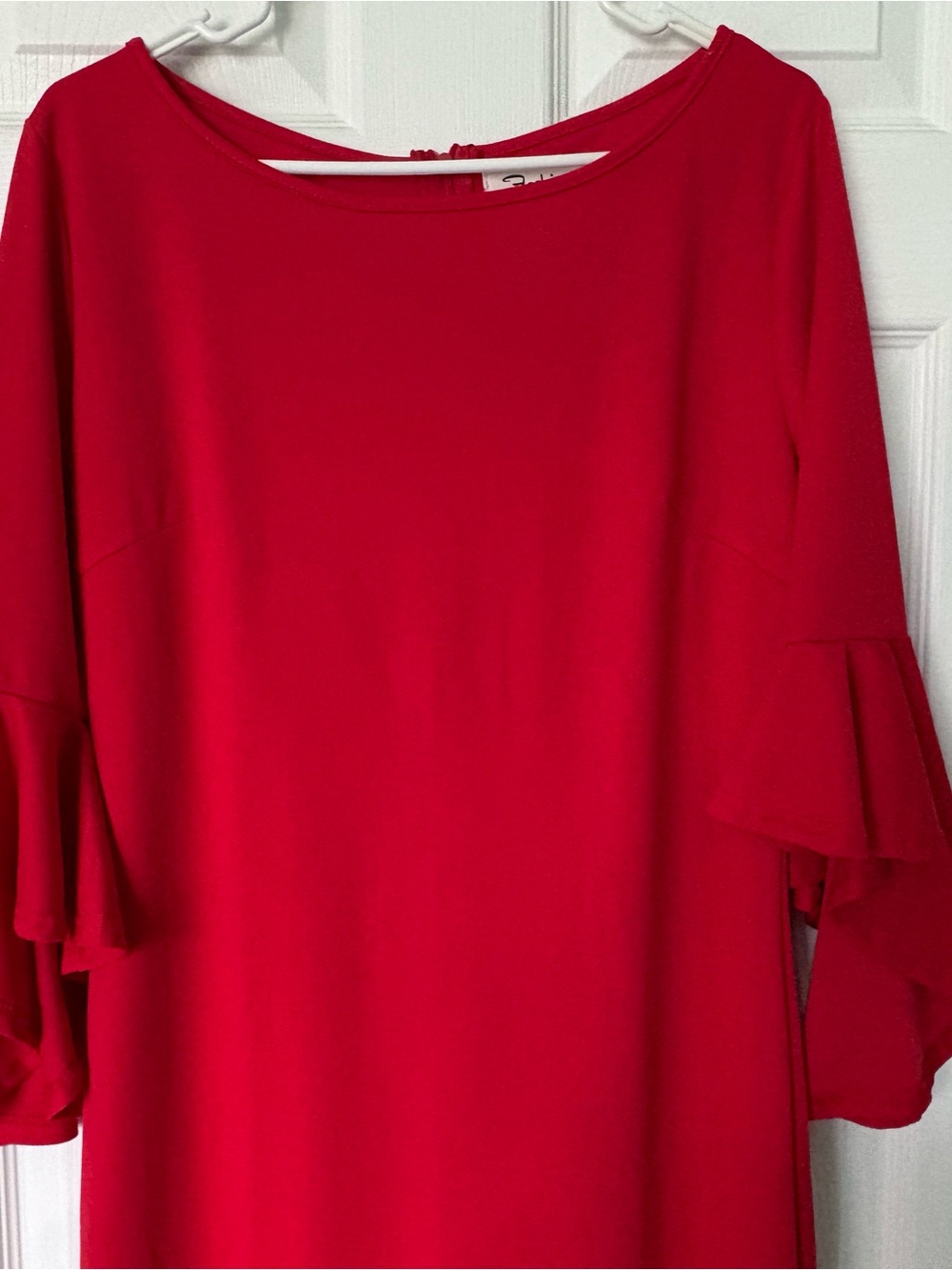 Women's Red Ruffle-Sleeve Tunic Top - Picture 1 of 2